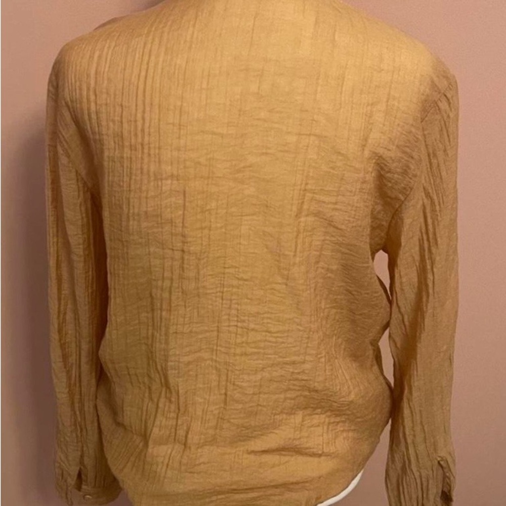 Zara Lightweight Tie-Neck Blouse in Mustard - Picture 3 of 3